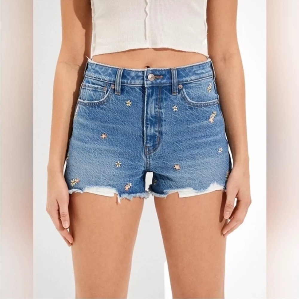 American Eagle Outfitters mom short embroidered flowers size 00